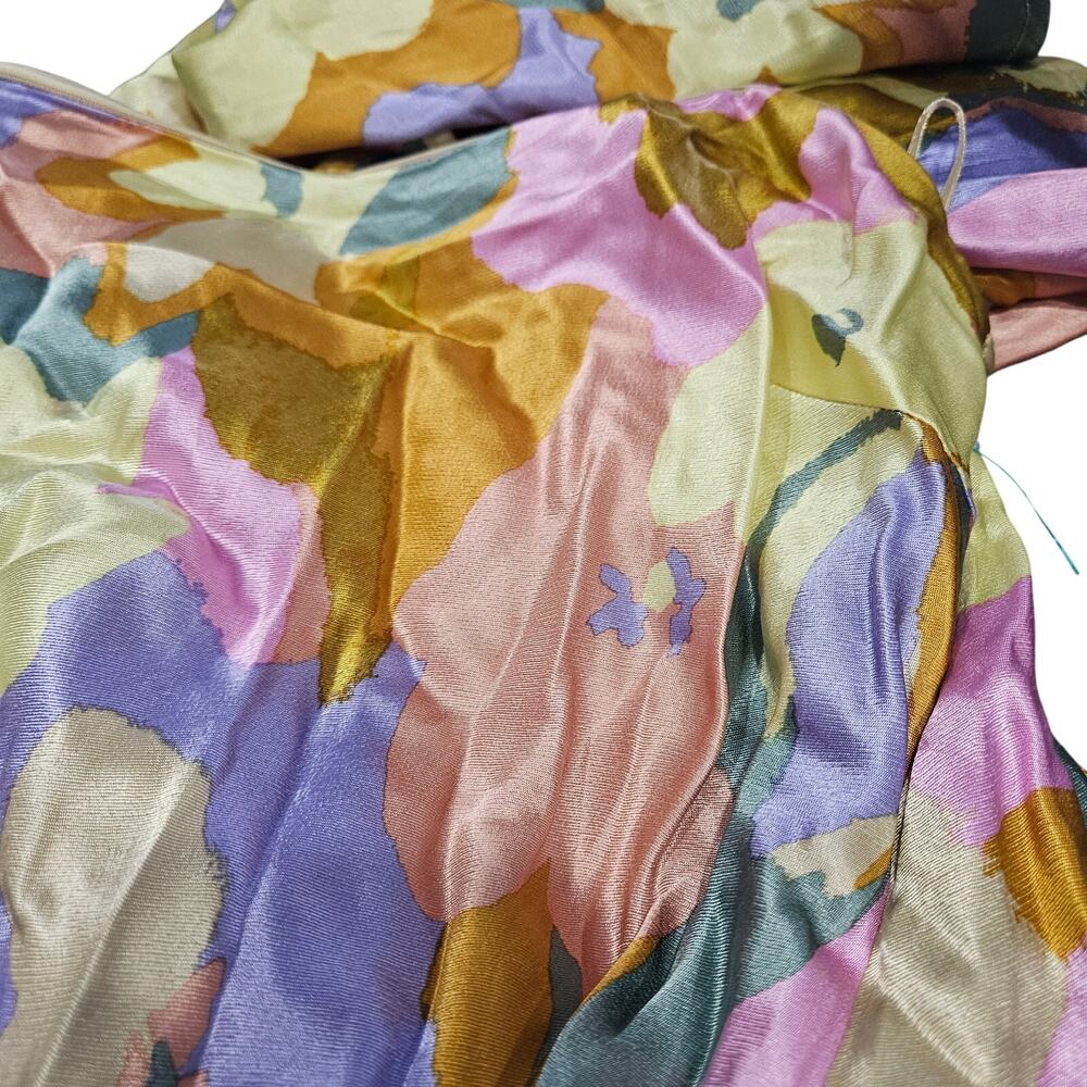 ASTR The Label Yellow Multicolor Floral Strapless Satin Maxi Dress Medium Artsy - Picture 12 of 12